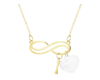 Zlatý náhrdelník s perletí - nekonečno, srdce, kost