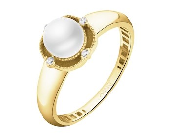 14 K Yellow Gold Ring with Pearl Of Majorca