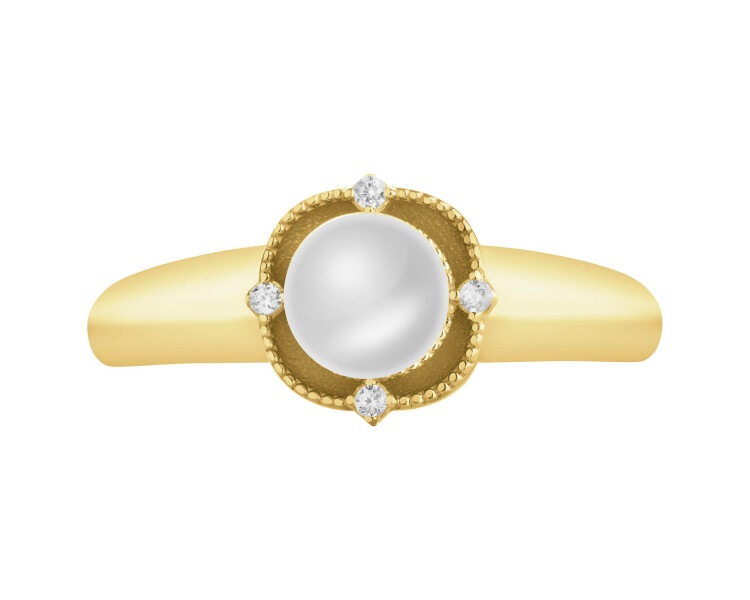 14 K Yellow Gold Ring with Pearl Of Majorca