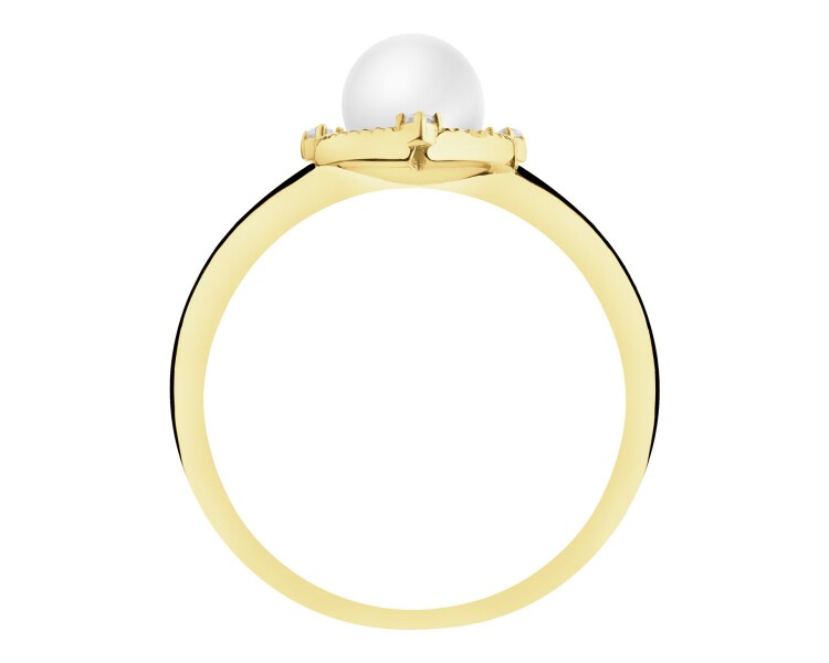 14 K Yellow Gold Ring with Pearl Of Majorca