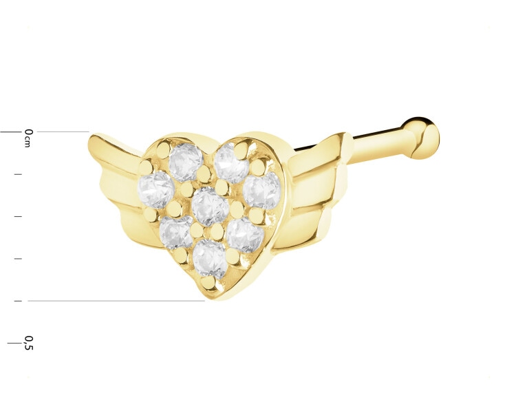 8 K Yellow Gold Nose Piercing with Cubic Zirconia