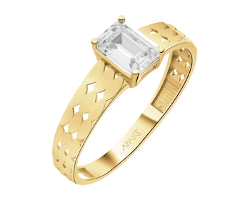 Złoty pierścionek z cyrkonią