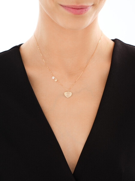Złoty naszyjnik z cyrkonią - piesek, serce