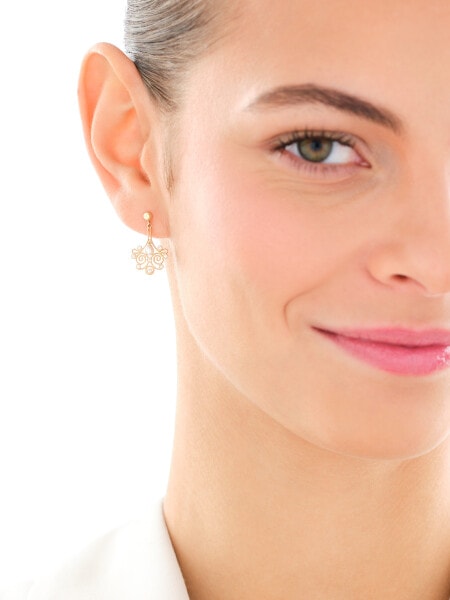 Złote kolczyki z perłami i cyrkoniami