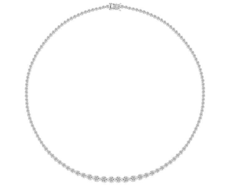 Naszyjnik z białego złota z brylantami laboratoryjnymi - 43 cm - 7,00 ct - próba 750
