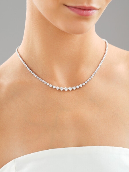 18 K Rhodium-Plated White Gold Collar Necklace with Laboratory Diamonds - 7,00 ct - fineness 18 K