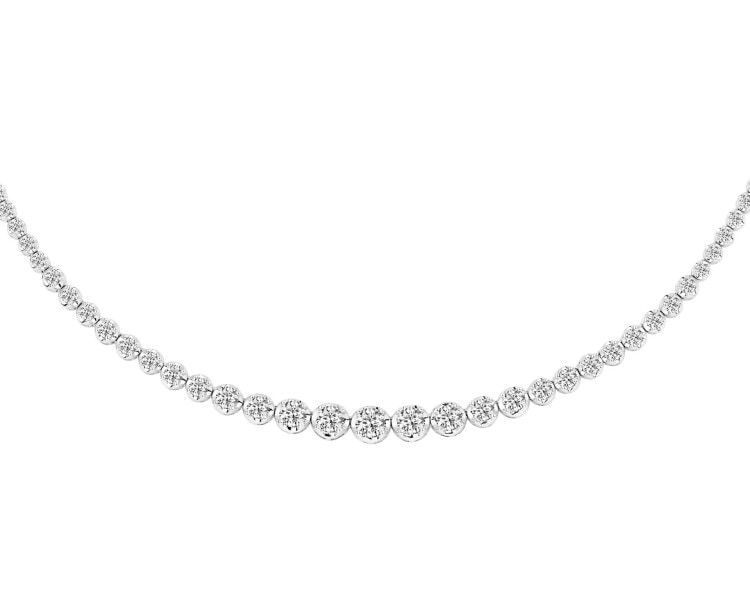 Naszyjnik z białego złota z brylantami laboratoryjnymi - 45 cm - 7,00 ct - próba 750