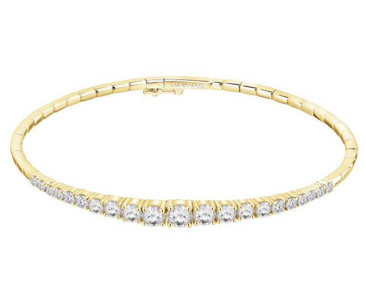 Bransoletka z żółtego złota z brylantami laboratoryjnymi - 1,90 ct - próba 750