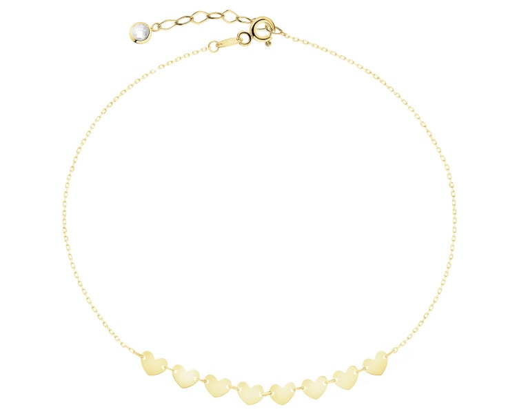 Złota bransoletka z cyrkonią - serca