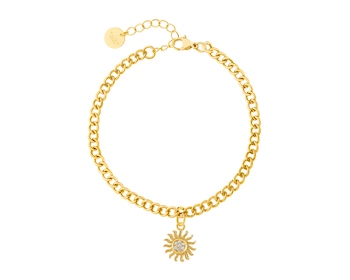Bransoletka z mosiądzu pozłacana z cyrkoniami - słońce