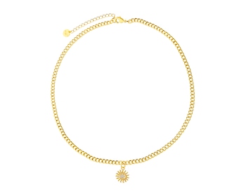 Naszyjnik z mosiądzu pozłacany z cyrkoniami - słońce