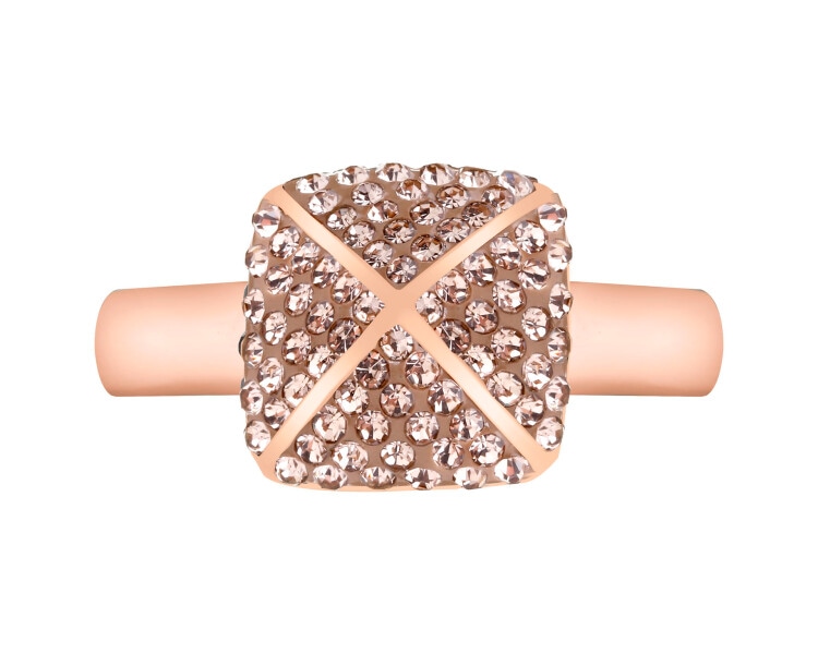 Prsten z ušlechtilé oceli s krystaly – čtverec