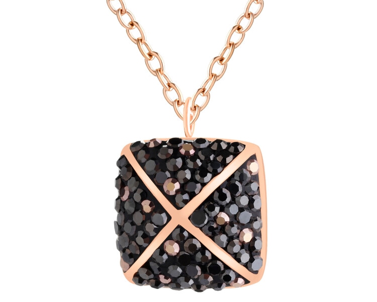 Naszyjnik ze stali szlachetnej z markasytami - kwadrat