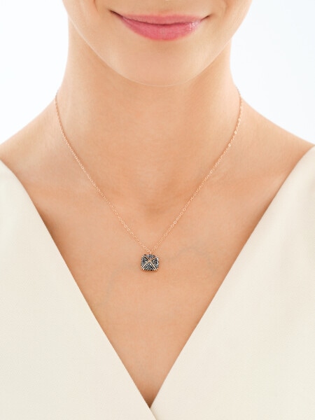 Naszyjnik ze stali szlachetnej z markasytami - kwadrat