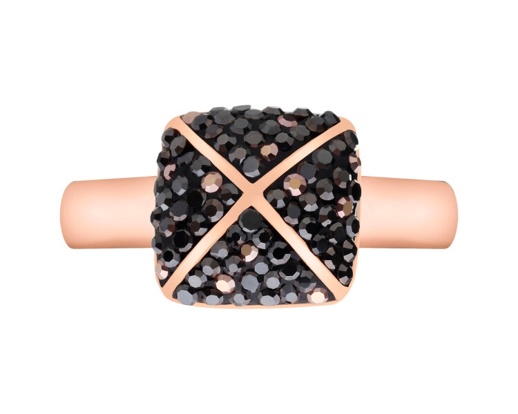 Pierścionek ze stali szlachetnej z markasytami - kwadrat