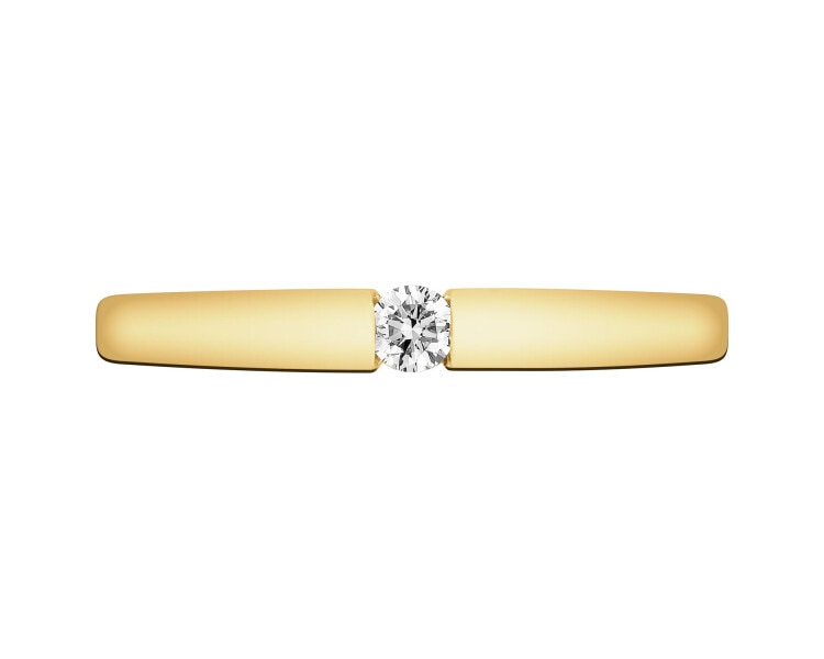 Pierścionek z żółtego złota z brylantem - 0,08 ct - próba 375