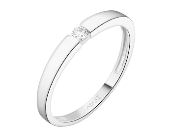 Pierścionek z białego złota z brylantem - 0,08 ct - próba 375