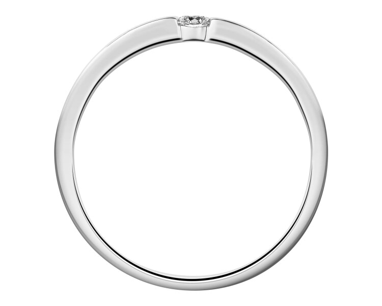 Pierścionek z białego złota z brylantem - 0,08 ct - próba 375