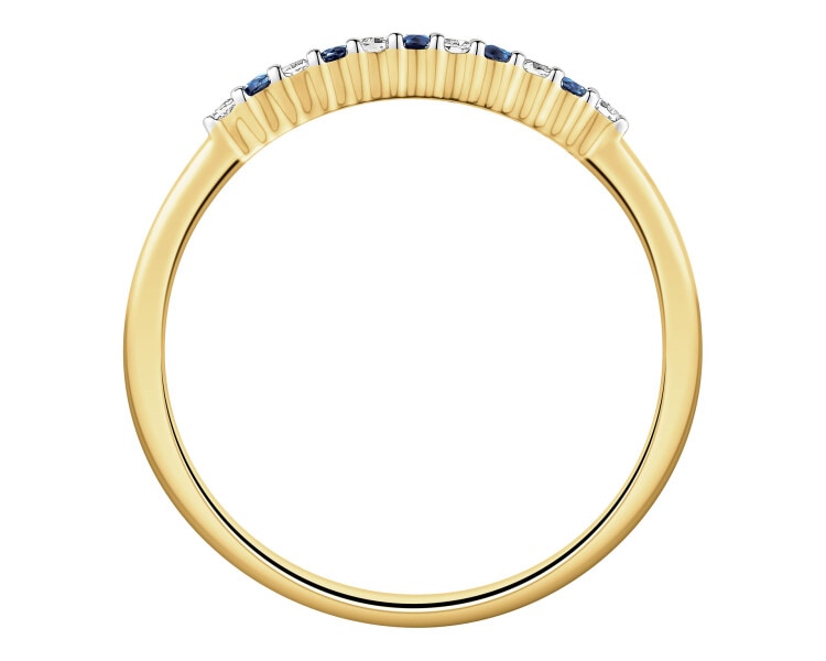 14 K Rhodium-Plated Yellow Gold Ring  - fineness 14 K