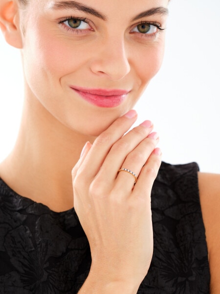 Pierścionek z żółtego złota z diamentami i szafirami - próba 585