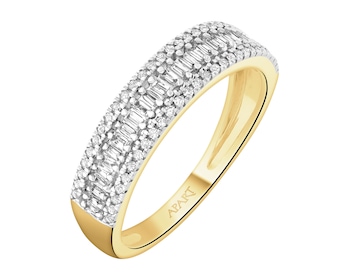 Pierścionek z żółtego złota z diamentami - 0,25 ct - próba 585