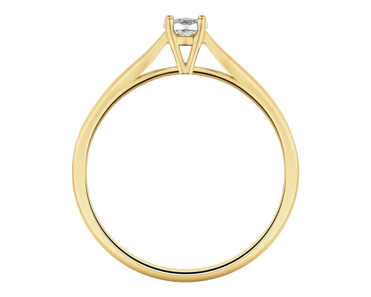 Pierścionek z żółtego i białego złota z brylantem - 0,08 ct - próba 585