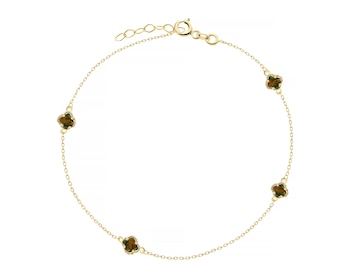 Złota bransoletka z opalami syntetycznymi - koniczyny