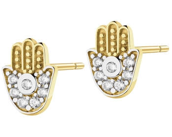Złote kolczyki z cyrkoniami - ręce Fatimy