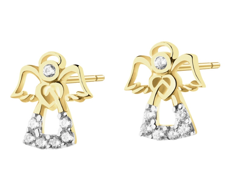 Złote kolczyki z cyrkoniami - aniołki