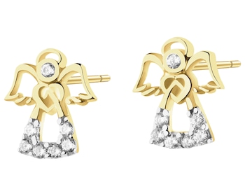 Złote kolczyki z cyrkoniami - aniołki