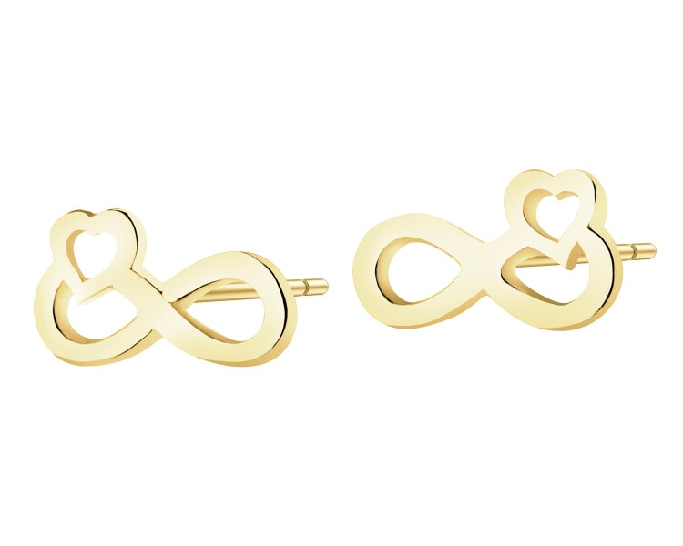 Złote kolczyki - nieskończoności, serca