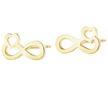 Złote kolczyki - nieskończoności, serca
