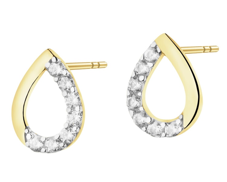 Złote kolczyki z cyrkoniami - łezki
