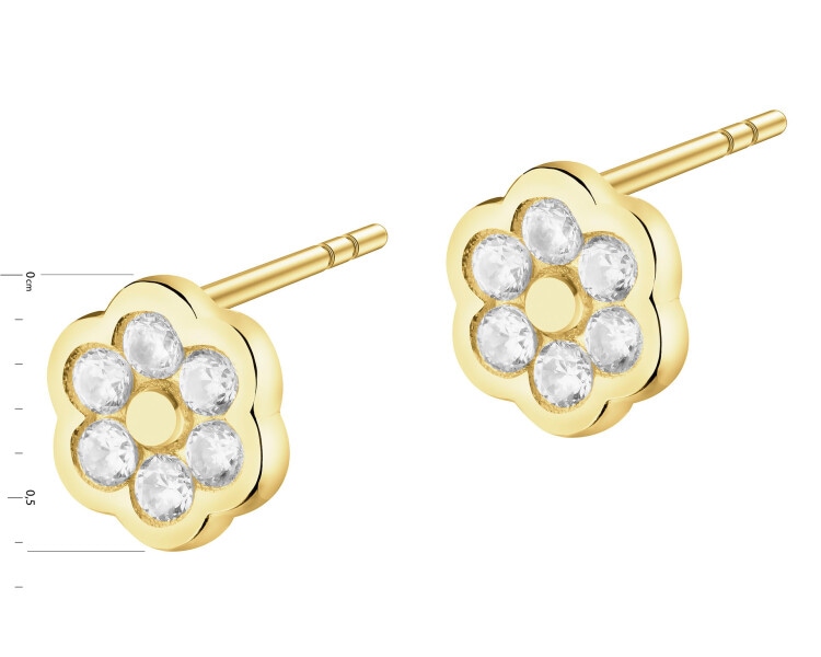 Zlaté náušnice se zirkony - květy