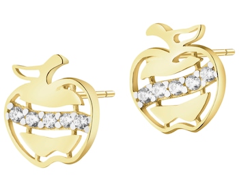 Złote kolczyki z cyrkoniami - jabłka