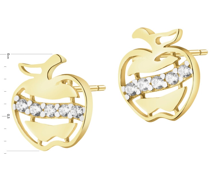 Zlaté náušnice se zirkony - jablka