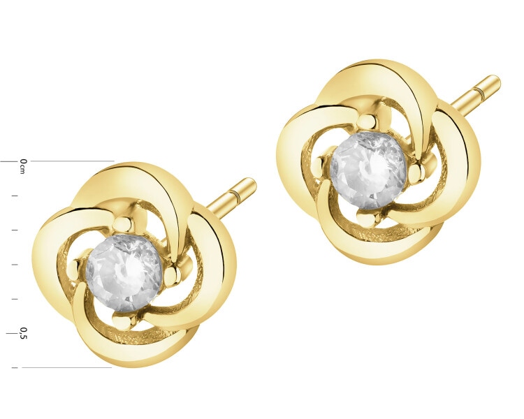 Zlaté náušnice se zirkony - květy