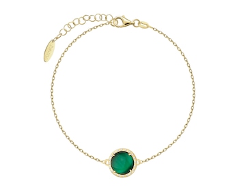 Pozlacený stříbrný náramek s klenotnickým kamenem s efektem kočičího oka - kroužek