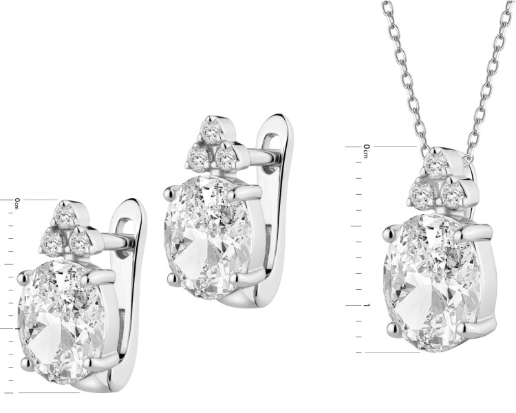 Rhodium Plated Silver Set with Cubic Zirconia