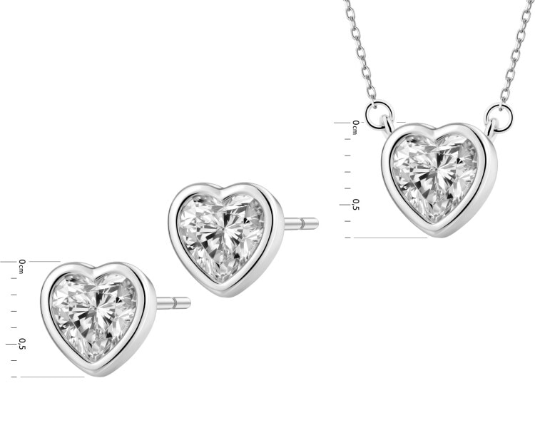 Rhodium Plated Silver Set with Cubic Zirconia