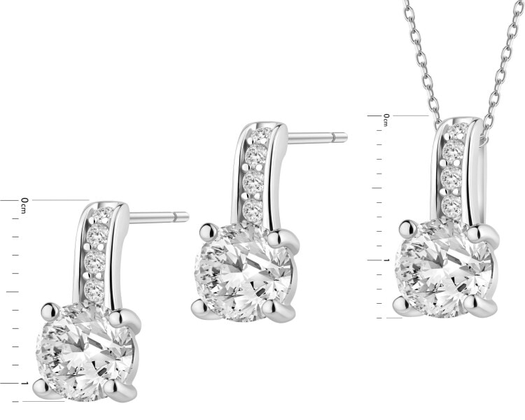 Rhodium Plated Silver Set with Cubic Zirconia