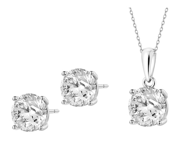 Srebrne kolczyki i zawieszka z cyrkoniami - komplet