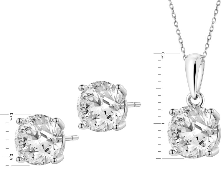 Rhodium Plated Silver Set with Cubic Zirconia