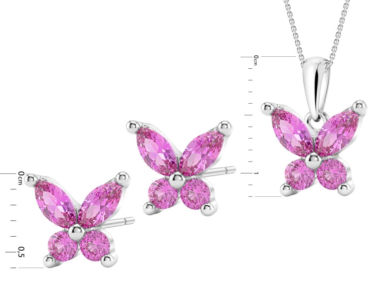 Rhodium Plated Silver Set with Cubic Zirconia