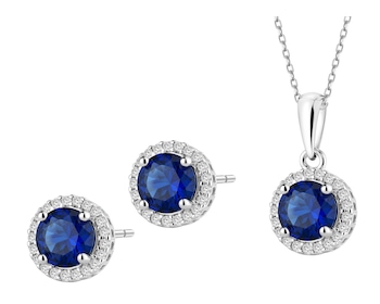 Srebrne kolczyki i zawieszka z cyrkoniami - komplet