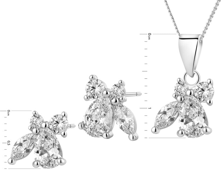 Rhodium Plated Silver Set with Cubic Zirconia