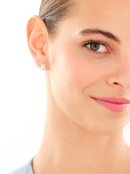 Rhodium Plated Silver Set with Cubic Zirconia