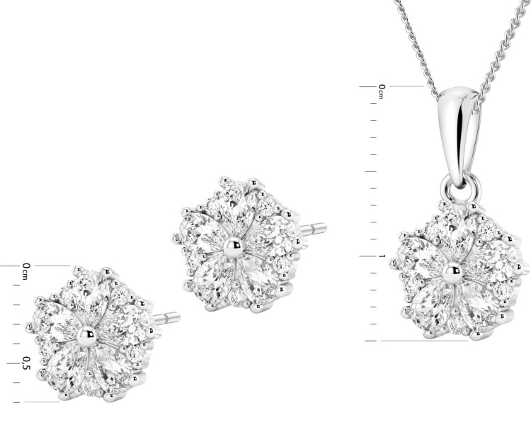 Rhodium Plated Silver Set with Cubic Zirconia