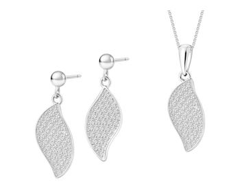 Srebrne kolczyki i zawieszka z cyrkoniami - komplet