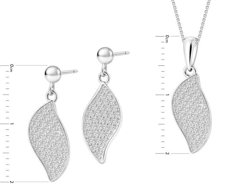 Rhodium Plated Silver Set with Cubic Zirconia